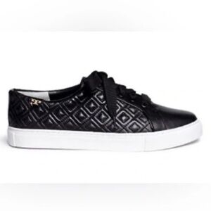 Tory Burch Marion Quilted Leather Sneakers Black Size 7